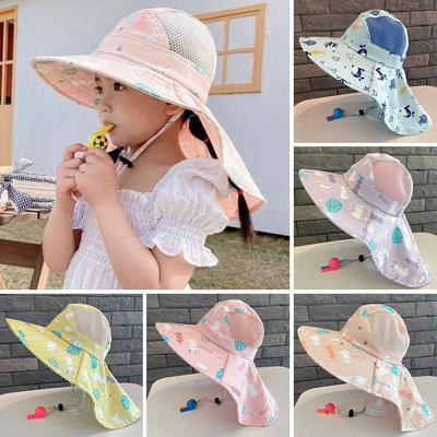 UV Protection Kids Bucket Hat Polyester Panama Hat Outdoor Sun Cap  Toddler