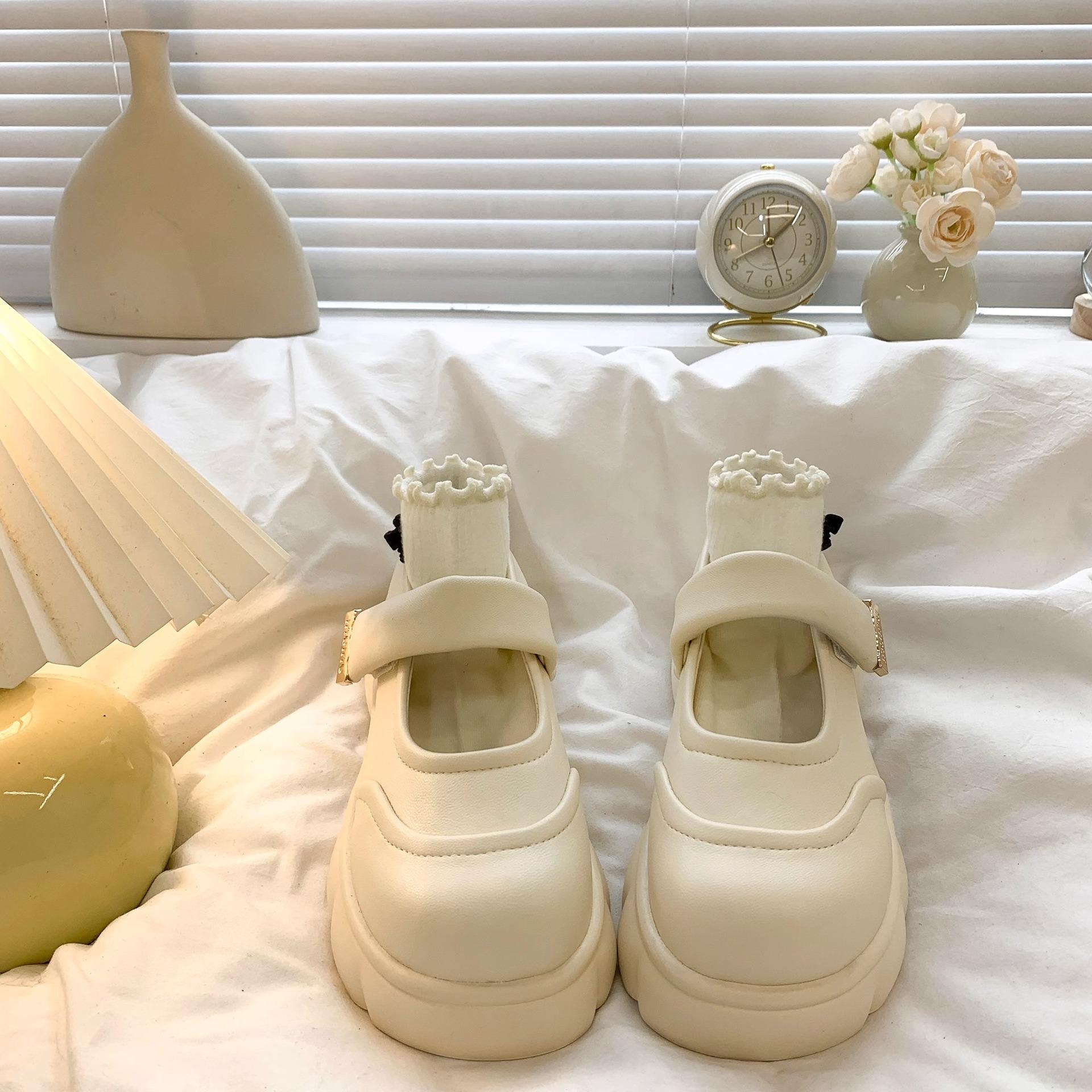 

Japanese round head Mary Jane small leather shoes women s spring and summer 2025 new versatile retro platform skirt jk single shoes 35 бежевый