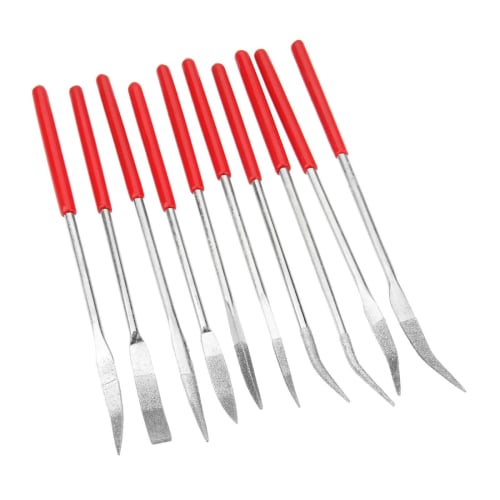 Set of 10 Diamond Files, Sharpeners, Polishing, Grinding, Metalworking Files, Fine Grit Tools, Special Shape, Approx. 140mm