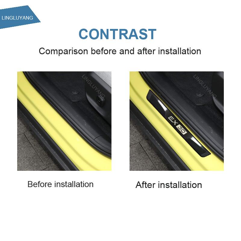 Car Accessories Auto Door Sill Pedal Scuff Plate Cover For VOLVO EX30 EV 2023 2024 ABS Stainless Steel car sticker