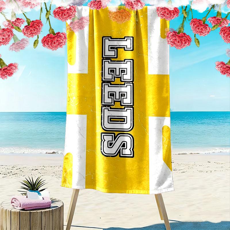 Asciugamano da Spiaggia Leeds United Stampato, Asciugamano Grande Morbido ad Asciugatura Rapida per Spiaggia Campeggio Nuoto