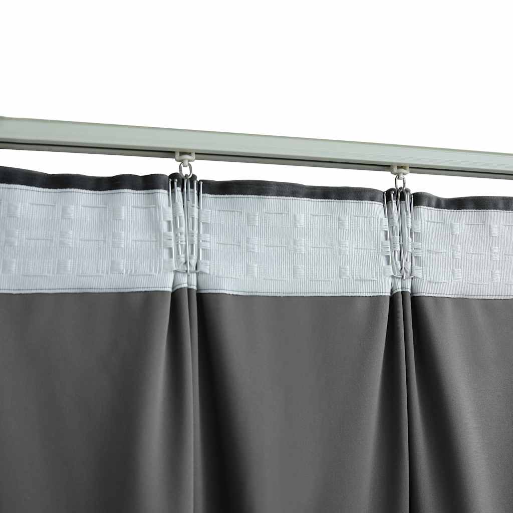 Vidaxl Curtains with Hooks, 2 Pcs, Velvet, Anthracite, 140X225 Cm