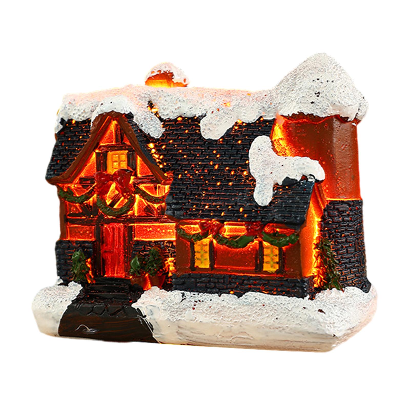 Christmas house, Christmas home decoration, mini log cabin with warm glowing