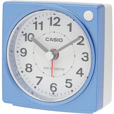 Alarm Clock, Radio-Controlled Clock, Table Clock, Blue, Analog, Compact, Light, TQ-750J-2JF