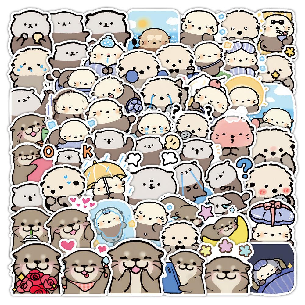 65Pcs Kawaii Little Otter Graffiti Stickers Animal Cartoon Decal Notebook Phone Guitar Skateboard Waterproof Sticker Kid Toys