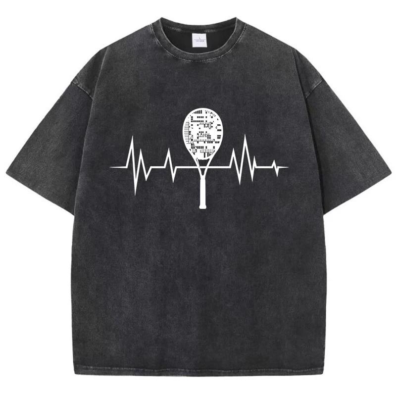 Women Electrogram Of Tennis Racket Print Tee Shirt Male Cotton Soft T Shirt Originality Breathable T-Shirts Clothes