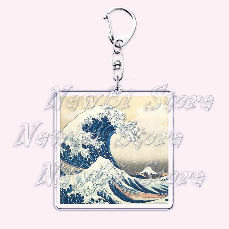 Hot Impressionism Art Keychain for Accessories Bag Van Gogh Monet Mona Lis Oil Painting Pendant Chain Ring Keyring Jewelry Gifts