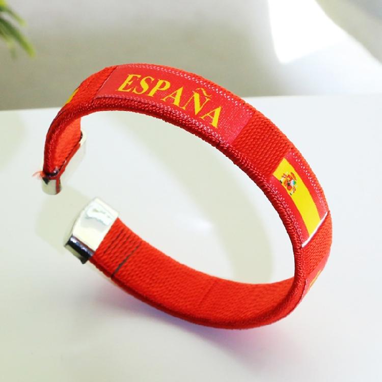 Football Country Flag Wristband Alloy Bracelet Adjustable Sports Band Football Wristlet for Sports and Festivities