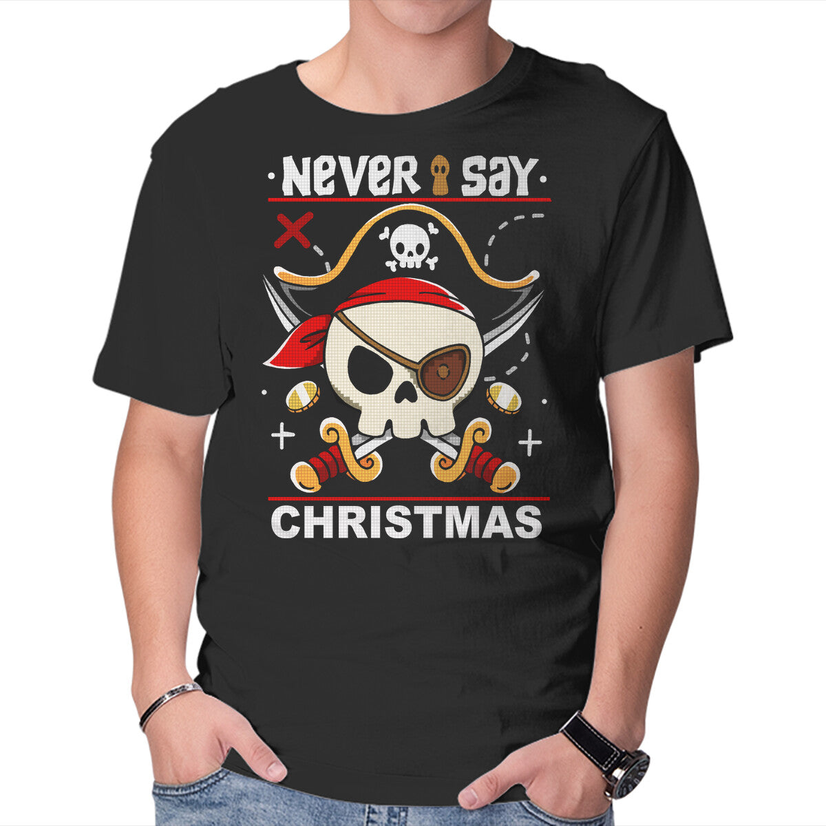 Unisex Crew Neck T-Shirt Never Say Christmas Graphic Short Sleeve Casual Tee S