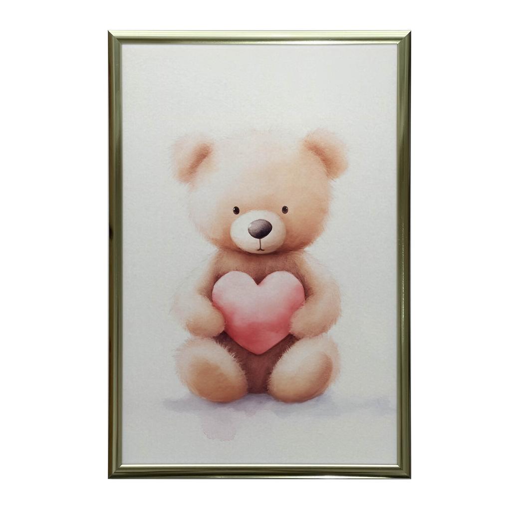 Teddy Bear With A Heart Full Of Love Teddy Bear With A Heart Full Of Love, 70X100 Cm, Dark Brown Wooden Frame, 230 Gsm Matte Paper