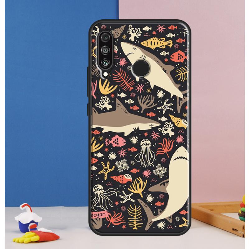 Ocean Shark Tooth Fish Case For Huawei Nova Y70 Y60 Y90 Y61 Y91 Y72 Y73 12s 12i 11i 8i 9 10 SE P30 P40 Lite P60 Pro