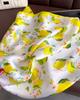 70cm Square Lemon Print Yellow Soft Satin Scarf Casual Elegant Thin Breathable Neck Women Windproof Head Wrap Hair Scarves 2025