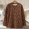 Lente en Herfst Nieuwe Bloemen Lange Mouwen Basis T-shirts voor Vrouwen van Middelbare Leeftijd en Ouder