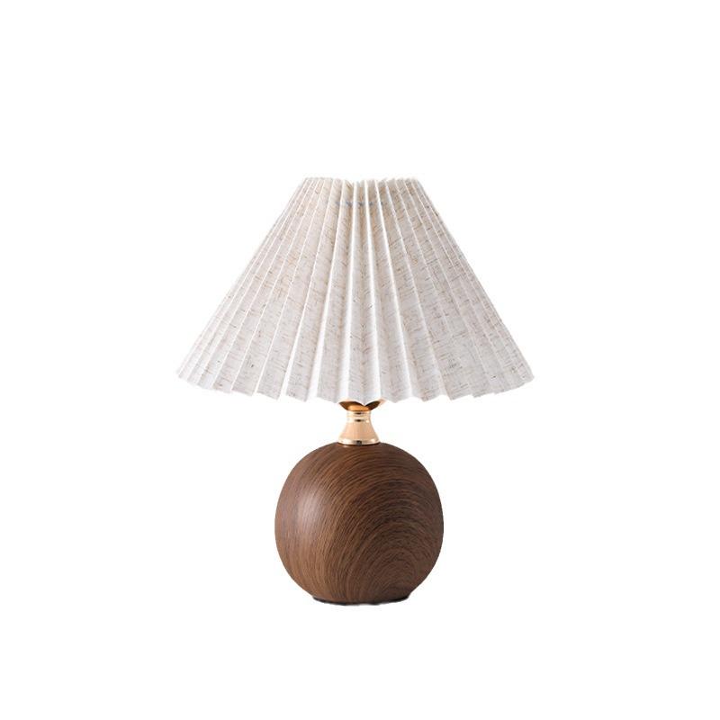 Nordic Ceramic Bedside Lamp: Warm, Romantic Pleated Design In Retro Minimalist Style