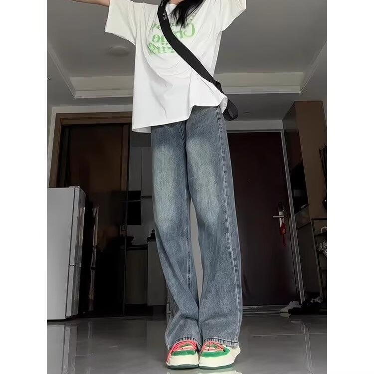Women's 2025 Retro High Street Jeans: Fleece-Lined Straight, Narrow & Wide Leg Options for Spring, Autumn, Winter
