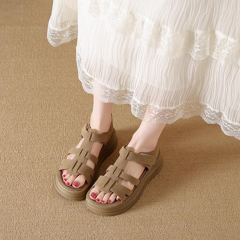 Plus size sandals French platform Roman sandals women's summer outdoor new temperament celebrity heightened beach shoes