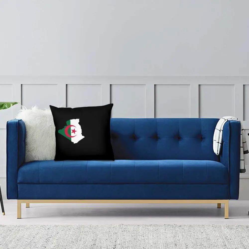 Algeria Map Flag Face Square Pillow Case Polyester Decorative Pillow Casual Cushion Covers