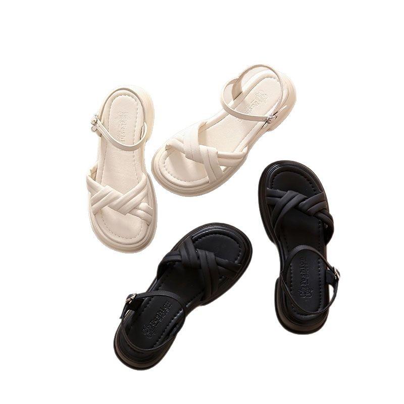 Thick-soled shit-stepping sports sandals 2025 new summer one-word buckle with muffin beach sandals women's honor