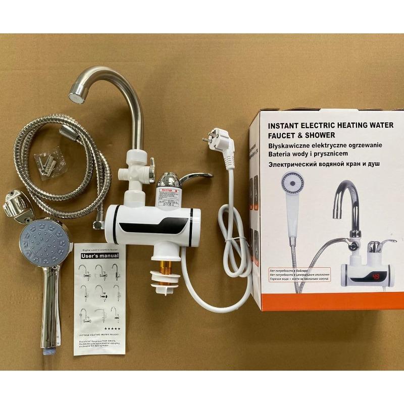 360° Rotating Rapid Heating Faucet Tankless Water Heater with LED Display and Hose, Complete Shower Set