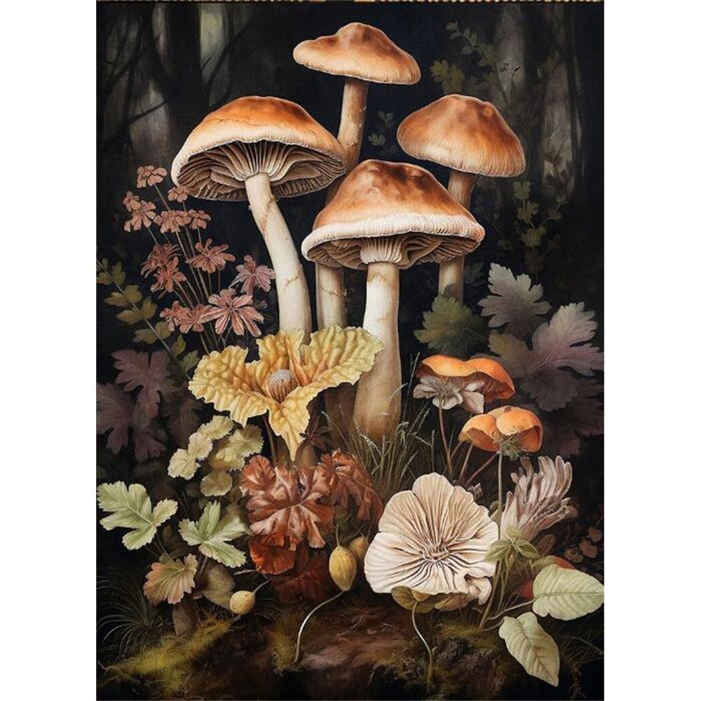 Forest Animals Butterfly Bat Plants Flowers Canvas Wall Art Nature Diamond Painting Decor Vintage Dark Skeleton Pumpkin Halloween