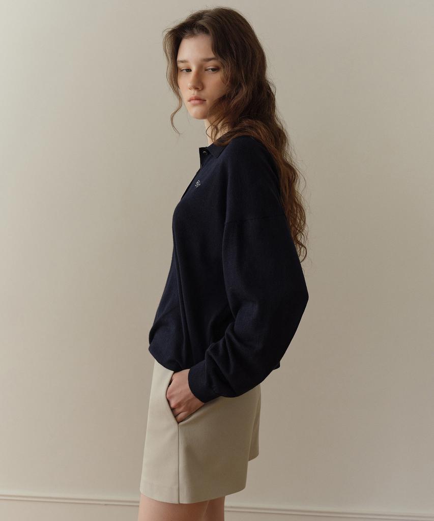 Poyueoaijeuonli Aube Soft Collar Knit (Navy)