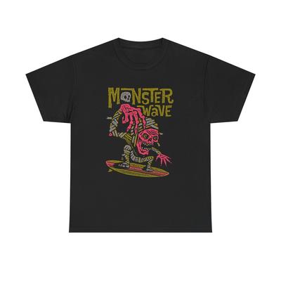 Monster Wave Surfing Graphic T-Shirt Comfy Cotton Tee Brand NEW Unisex T-Shirt