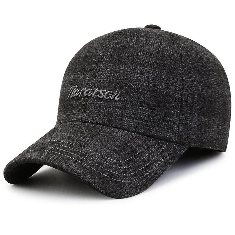 Men's Middle-Aged and Elderly Warm Woolen Hat Velvet Thick Baseball Cap Outdoor Windproof Coldproof Ear Protection Cap