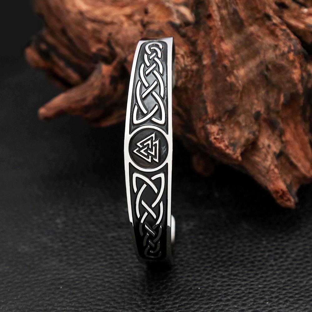 Creative Vikings Valknut Bracelets For Men Women 316L Stainless Steel Nordic Celtics Knot Open Bangle Jewelry