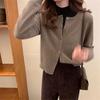 Women's long-sleeved sweater Autumn Loose and versatile sweater pure colour short version