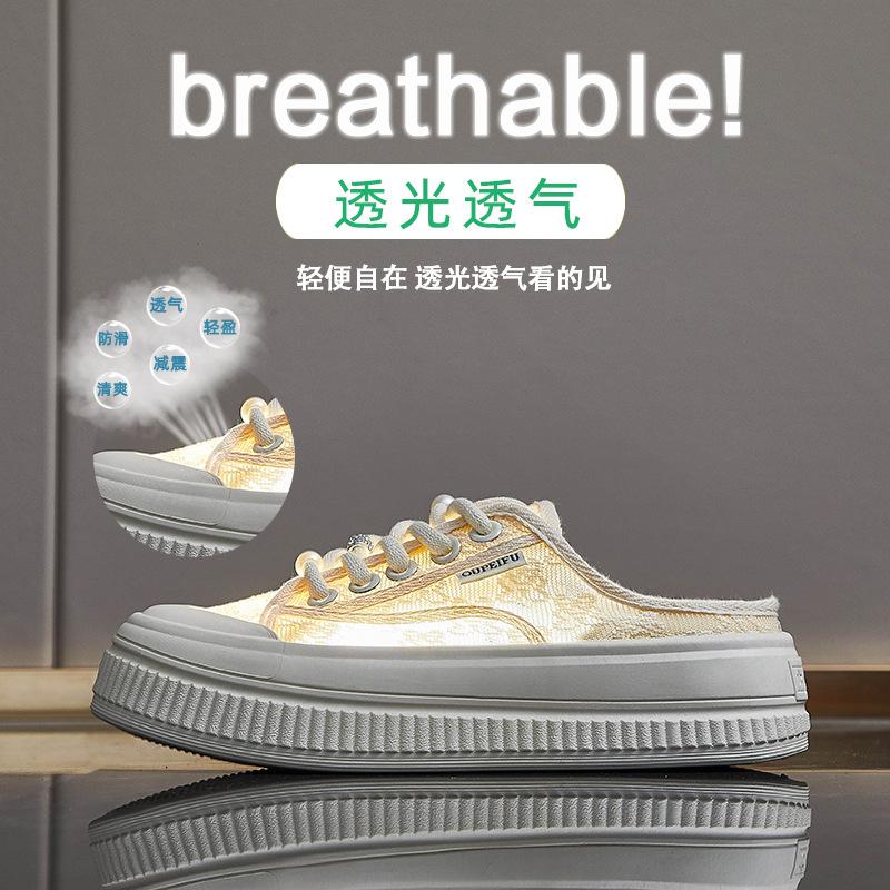 Ins příliv korejská verze polobílé boty dámské letní nové studentské ležérní boty plátěnky street style XFF69