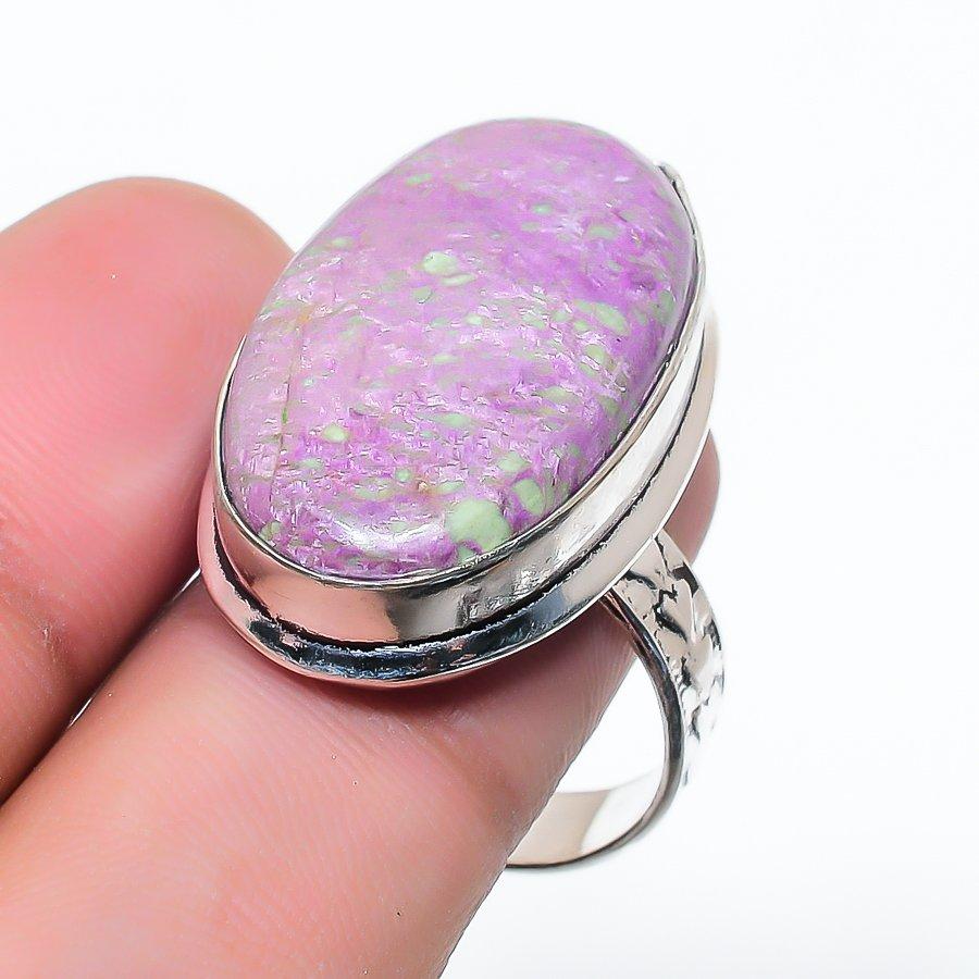 Natural Purpurite Gemstone Handmade 925 Sterling Silver Jewelry Ring Size 9 AR-17236
