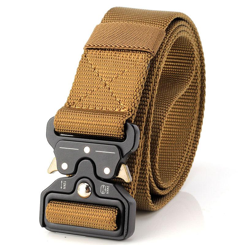 New Men'S Commuting Belt With Automatic Buckle Nylon Waistband, Outdoor Leisure Versatile Double-Layer Thick Belt