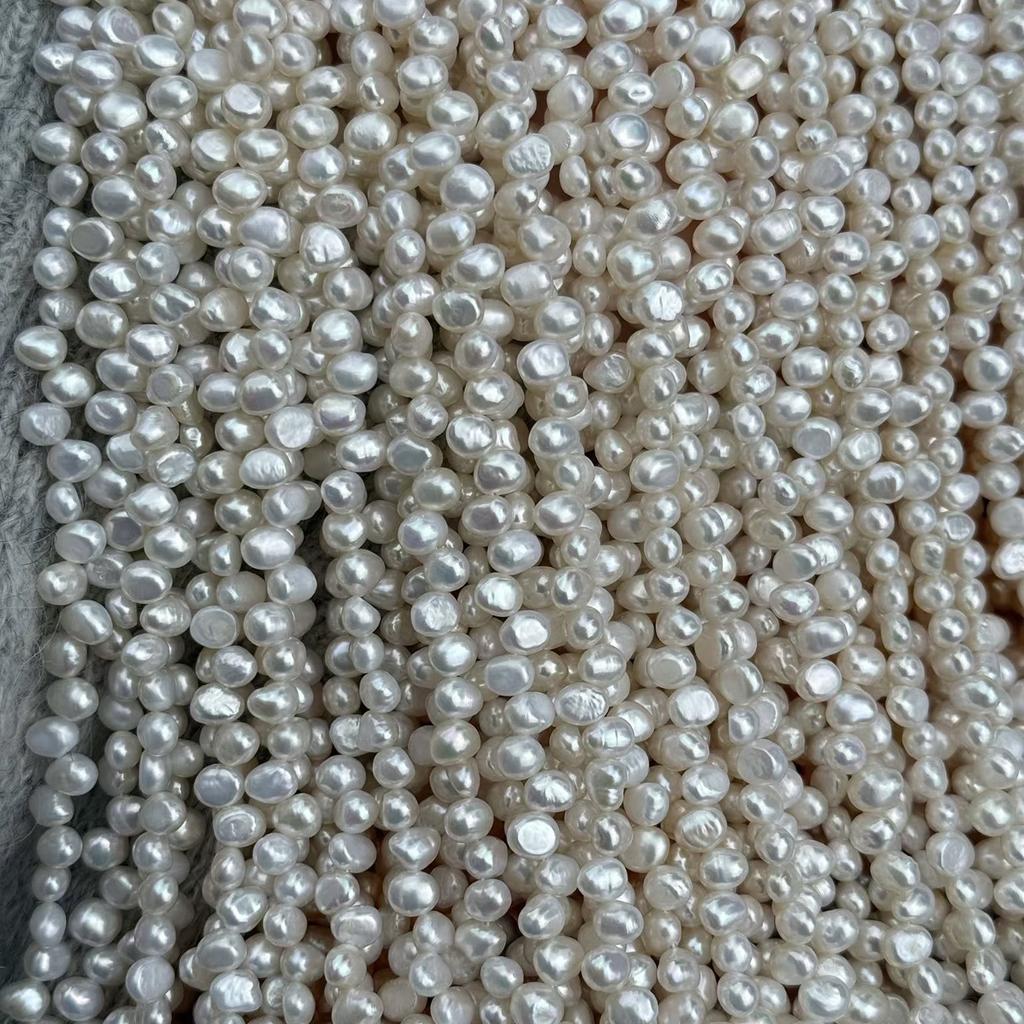 1String, White Purple Pink Natural Freshwater Pearls, Handmade Top Sided Drilled Hole Pearl Beads for Jewelry Making DIY (Beads 5-6mm, Length 36cm)