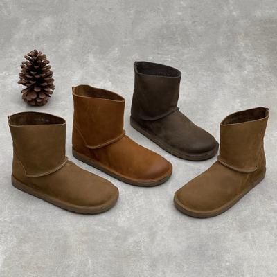 Neue flache Stiefeletten mit runder Spitze, Damenschuhe und rutschfeste Schuhe