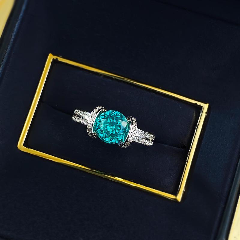 Inel MooKing Jewelry Argint S925 Diamant Culoare Paraiba Rotund
