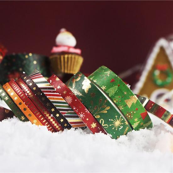 1 Schachtel Weihnachtswashi-Tape Transparentes Muster Gedruckt Reichhaltiges Element Nicht verblassend