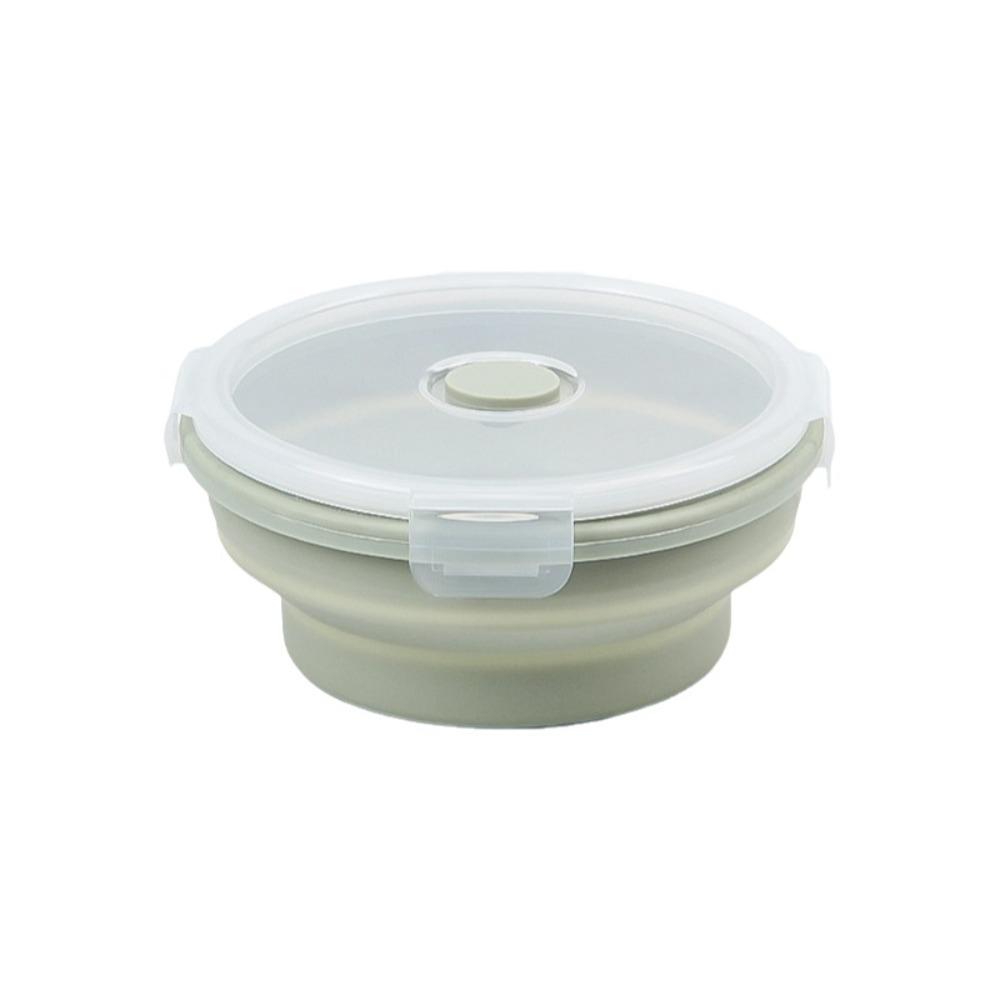 with Lids Foldable Silicone Lunch Box Solid Colors Silicone Collapsible Bowl Food Storage 350ml зелёный