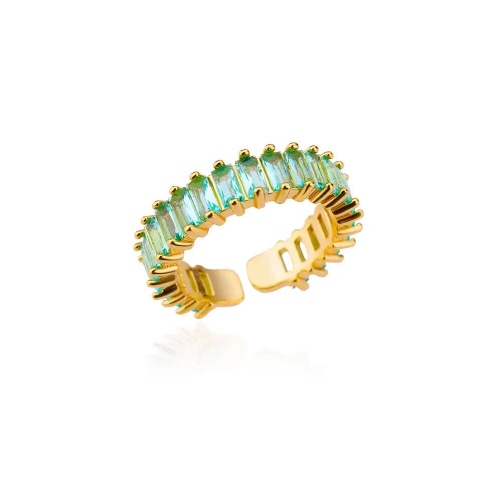 Geometric Colorful Zircon Gold Ring for Women