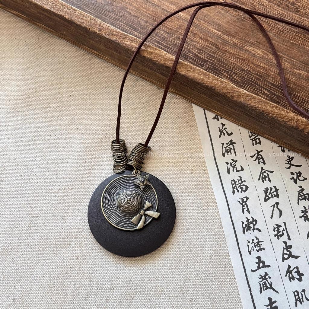New Chinese Zen Long Round Necklace Ethnic Style Stacked Sweater Chain Bohemian Accessories