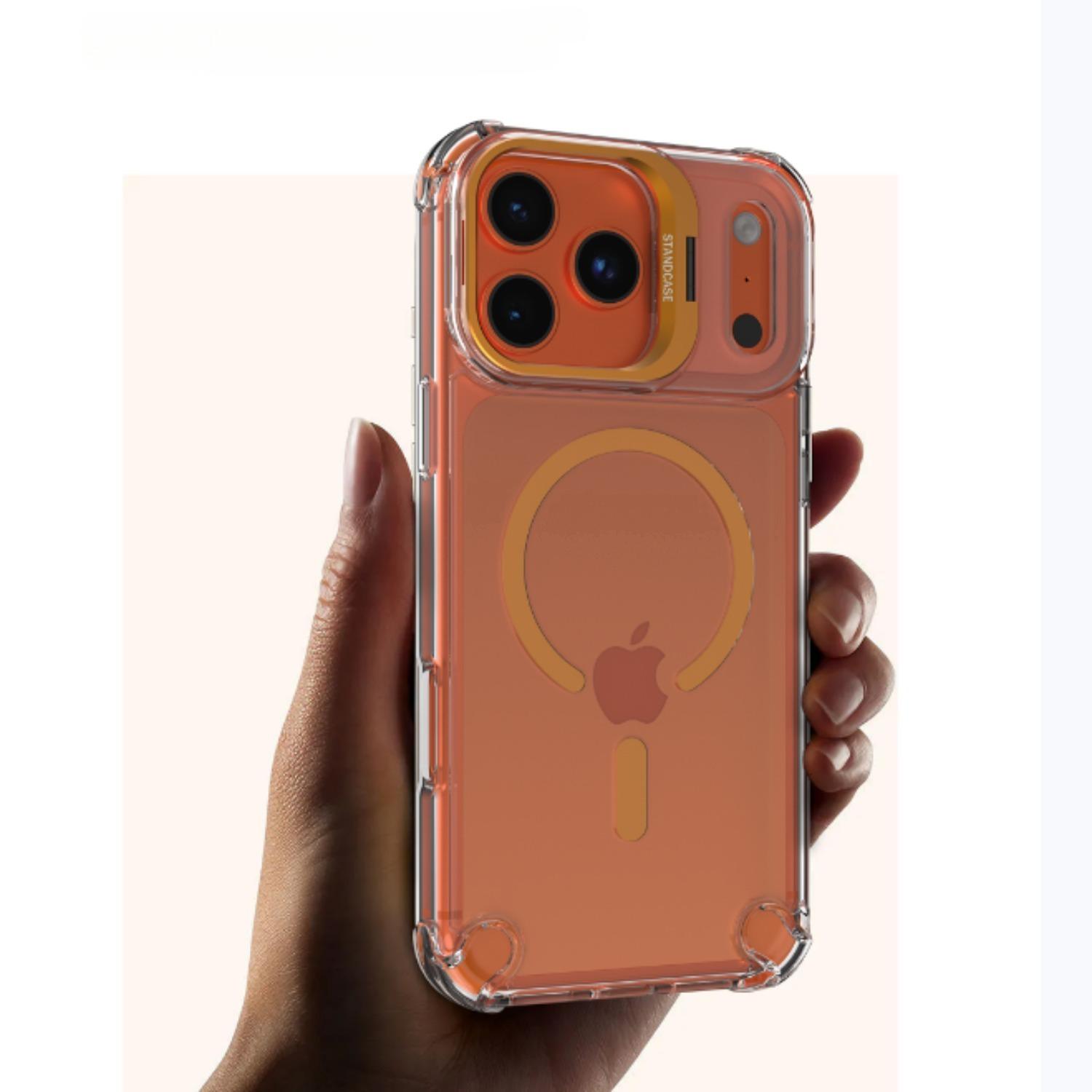 

Luxury Magnetic Clear Magsafe Phone Case For iPhone 17 Pro Max 17Air 17Pro Glass Lens Protector Stand Anti-Drop Bumper Cover iPhone17