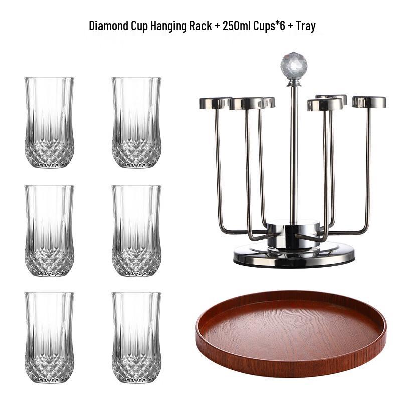 

Crystal Glass Cup Set with Rotating Holder