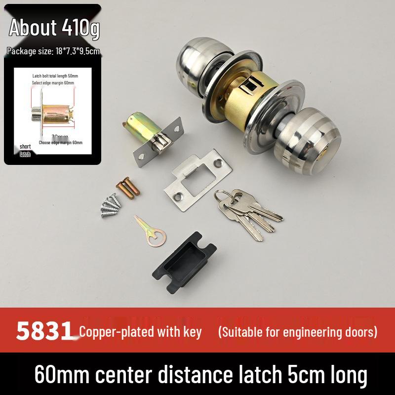 

Универсальный сферический замок из нержавеющей стали для межкомнатных дверей - круглый цилиндр для спален и ванных комнат.