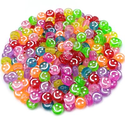 Hanmade Round Flat Smile 50Pcs 7mm Fashion Mixed Color Loose Beads DIY Jewelry Accessories Creative for Earrings Necklace Making