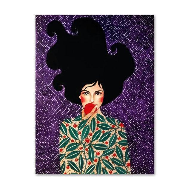 

Абстрактные девушки волосы цветок и птица печать плакатов украшение комнаты ретро настенное искусство холст 21cm×30cm NoFrame