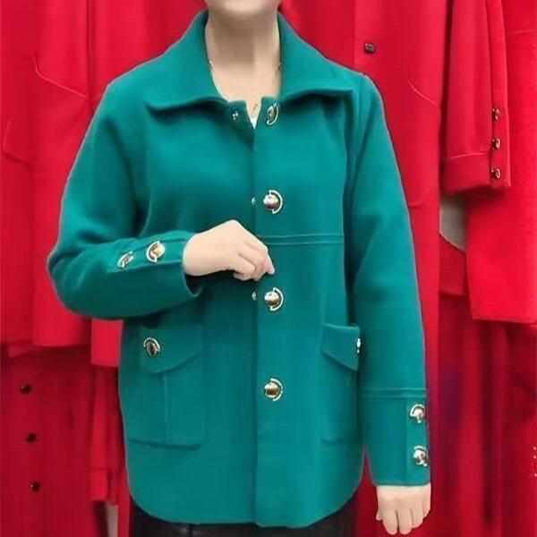 Herbst Winter Damen Locker Geschnittene Wolljacke Damen Langärmelige Oberbekleidung Mutter Große Größe 5XL Beidseitig Kurze Oberteile Mantel