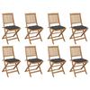 VidaXL Set of 8 Outdoor Folding Chairs with Cushions, Patio Seats, Dining Chairs, Patio Furniture 3075128