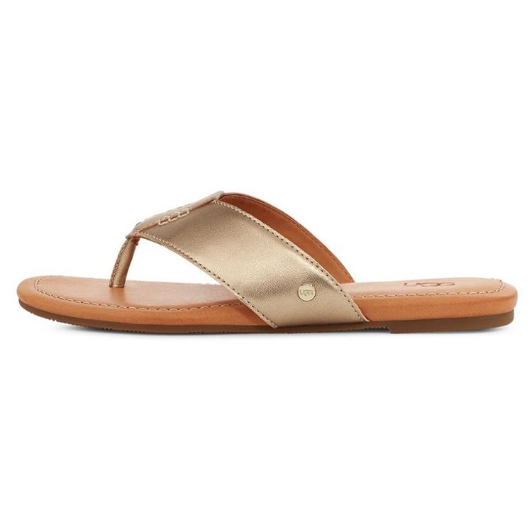 UGG Кожаная Стильная Сандалия Женская Металлическая 1142178-GLDM 36