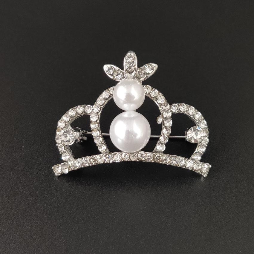 Korean Alloy Rhinestone Crown Brooch for Professional Wear