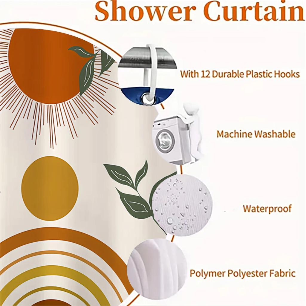 1Pc Bohemian Sun Print Shower Curtain Waterproof Cloth Bathroom Thickened Anti-Mildew Partition Curtain Bathroom Curtain Wa
