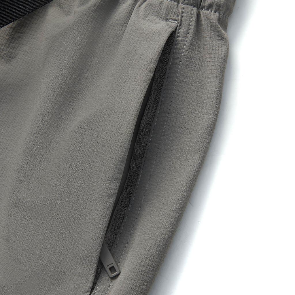 Li Ning Sports Lifestyle Series Solid Color Mid Waist Breathable Versatile Straight Leg Sports Shorts Men shorts Asphalt-Gray AKSV285-1
